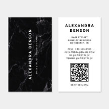 Modern svart-vit marmorerad QR-kod