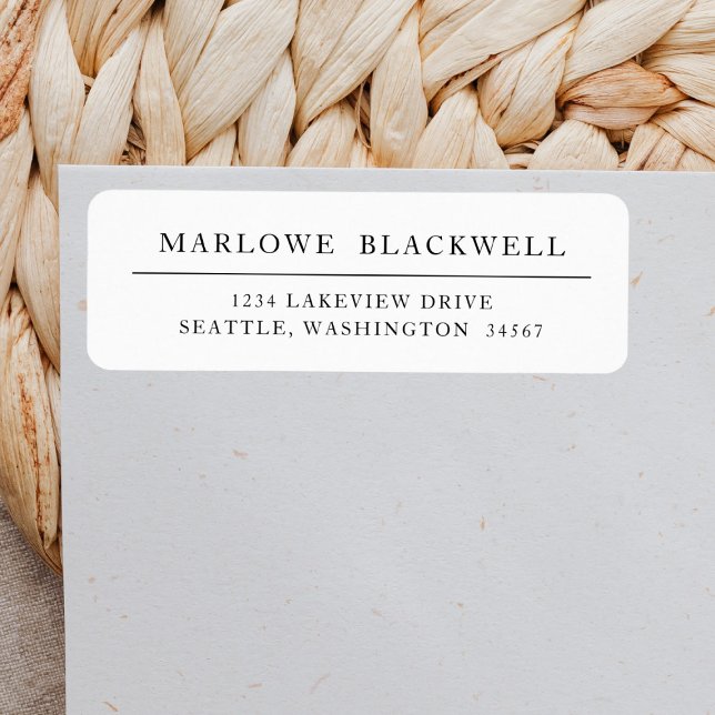 Modern svart, vit, minimal adressetikett för återv returadress etikett (Skapare uppladdad)