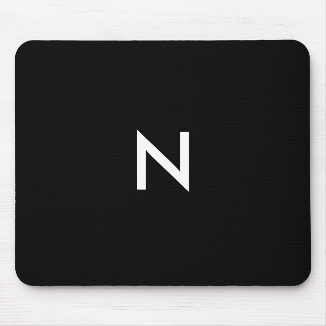 Modern svart, vit, minimalistisk Monogram - början Musmatta (Framsidan)