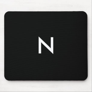 Modern Svart Vit Minimalistisk Monogram Initialbok Musmatta