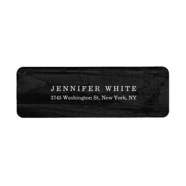 Modern svart, vit minimalistiskt trä med enkel Ele Returadress Etikett (Framsidan)