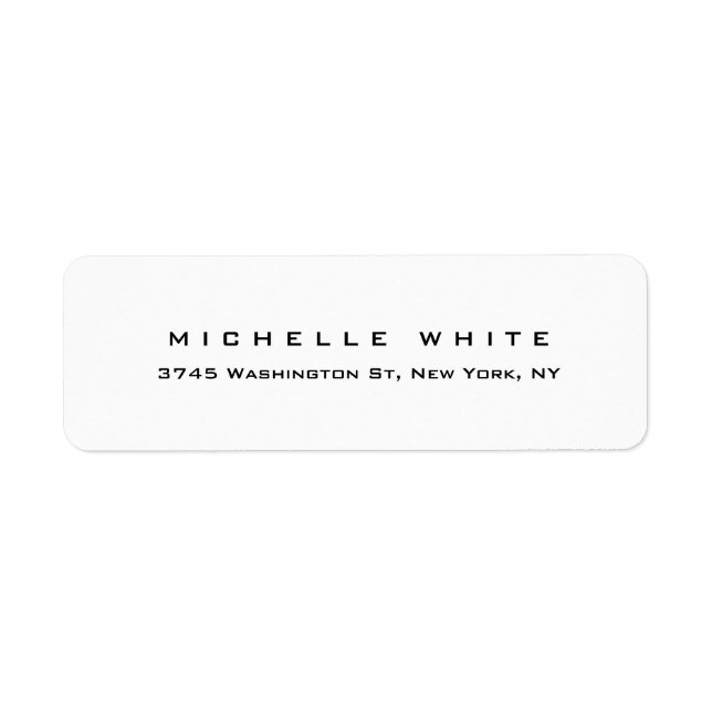 Modern svart, vit, modern Elegant, minimalistisk Returadress Etikett (Framsidan)