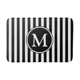 Modern svart-vit monogram badrumsmatta