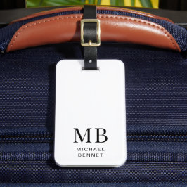 Modern svart-vit monogram bagagebricka