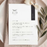 Modern svart-vit monogram bröllopsmeny meny<br><div class="desc">Detta är en modern vit och svart bröllopsmeny som kommer att tillföra en touch av elegans till din bröllopsfestdekor. All text är redigerbar,  klicka bara på "Personifiera denna mall". Matchande föremål som platskort,  bordskort och bröllopsskyltar finns också tillgängliga.</div>