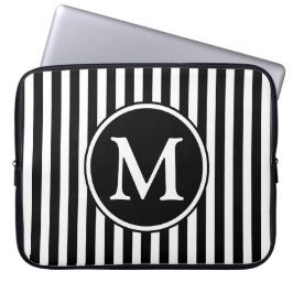 Modern svart-vit monogram laptop sleeve