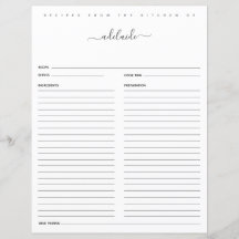 Modern svart-vit monogramnamn recept av recept