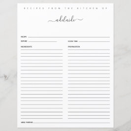 Modern svart-vit monogramnamn recept av recept