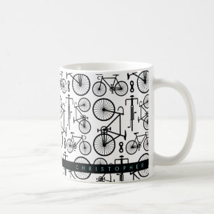 Modern svart-vit-Mönster-kaffe Mugg