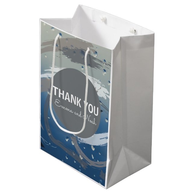 Modern svart, vit och Grått Brushstroke-Tack (Framsidan Vinklad)