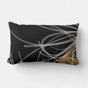 Modern svart vit och Guld Abstract Design Lumbarkudde