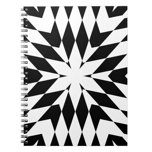 Modern svart-vit optisk illusion geometrisk anteckningsbok (Framsidan)