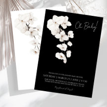 Modern Svart Vit Orkidé Oh Baby Shower