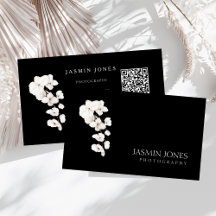 Modern svart vit orkidé QR-kod floral