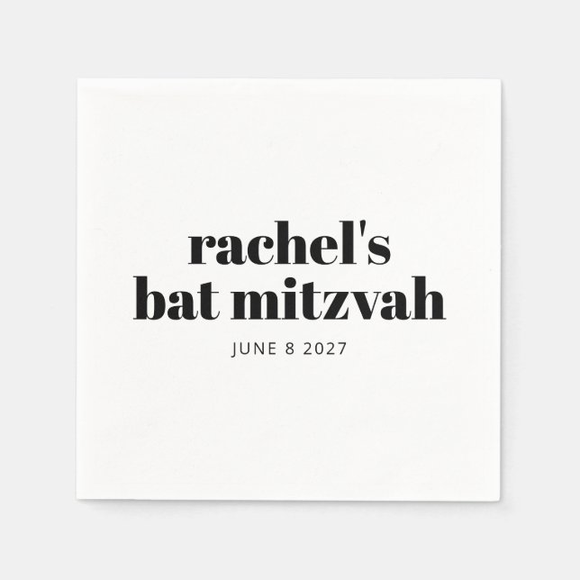 Modern svart vit Personlig med fetstil Pappersservett (Framsidan)