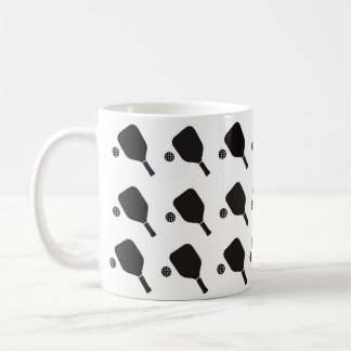Modern svart-vit Pickleball-mönster Kaffemugg