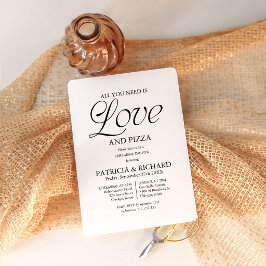 Modern svart-vit pizza repetition inför bröllop inbjudningar