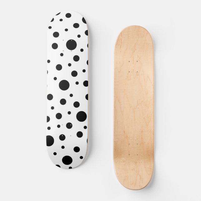 Modern svart-vit prickmönster mini skateboard bräda 18,5 cm (Framsida)