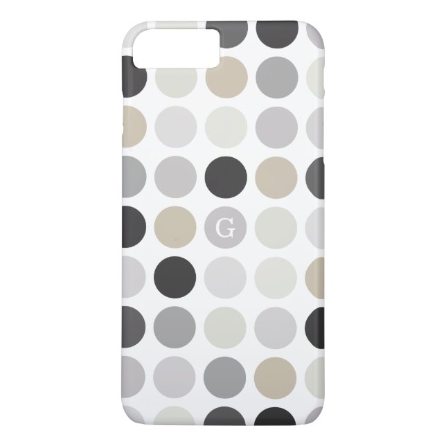 Modern svart vit prickmönster monogram Case-Mate iPhone skal (Baksida)