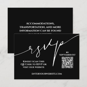 Modern svart-vit QR-kod för bröllopsanmälan OSA Kort