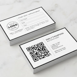 Modern svart-vit QR-kod påminnelse om avtal Tidsbeställning Kort