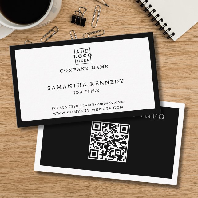 Modern svart-vit QR-kod professionell logotyp Visitkort (Skapare uppladdad)