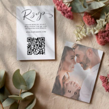 Modern svart-vit QR-kod RSVP-bröllop
