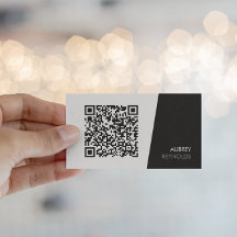 Modern svart-vit QR-kod visitkort
