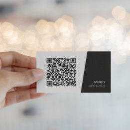 Modern svart-vit QR-kod visitkort