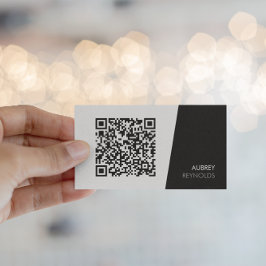 Modern svart-vit QR-kod visitkort