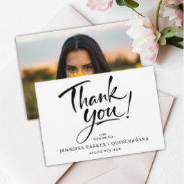Modern svart-vit Quinceañera-fotografi Tack Kort