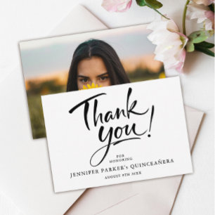 Modern svart-vit Quinceañera-fotografi Tack Kort
