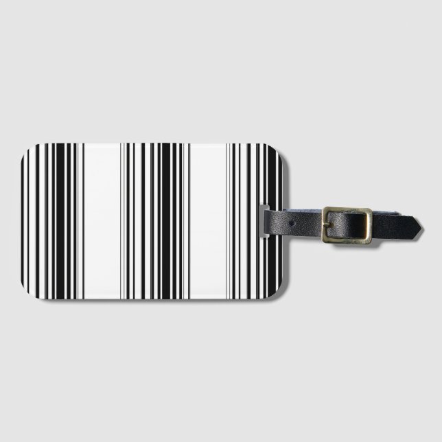 Modern svart vit rand bagagebricka (Framsida horisontal)