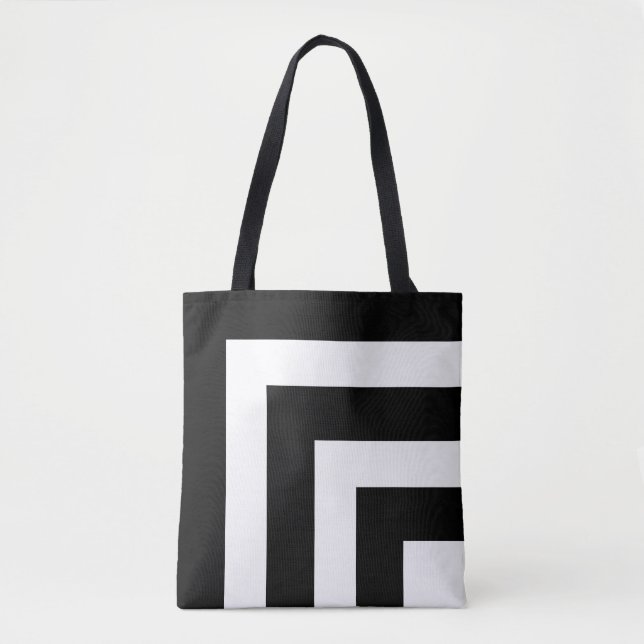 Modern svart-vit-rand-tote Bag Tygkasse (Framsida)