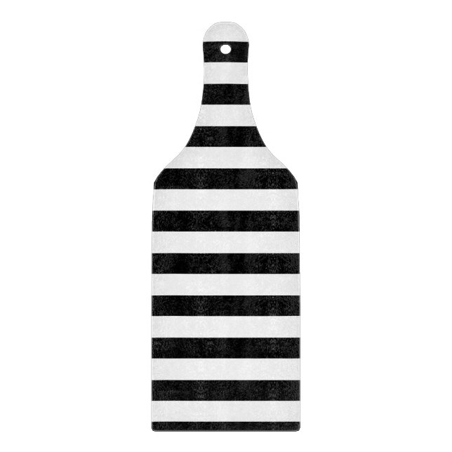 Modern svart-vit-randig glasskärbräda Des (Framsidan)