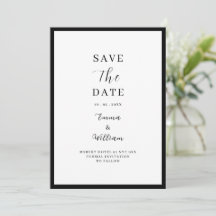 Modern svart-vit redaktionell Save the Date