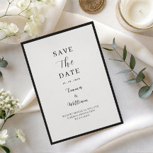 Modern svart-vit redaktionell Save the Date