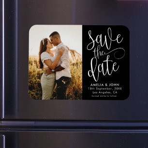 Modern Svart & Vit Save the Date Bröllop Magnet