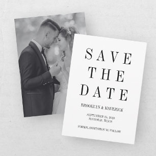 Modern svart-vit Save The Date fotokort Inbjudningar