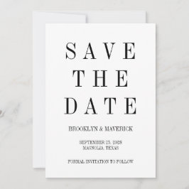 Modern svart-vit Save The Date fotokort Inbjudningar