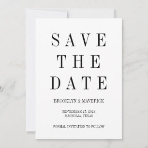 Modern svart-vit Save The Date fotokort Inbjudningar