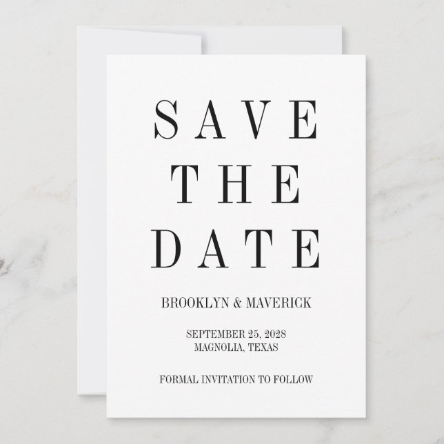 Modern svart-vit Save The Date fotokort Inbjudningar (Framsida)