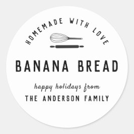 Modern svart-vit semesterbakning present runt klistermärke