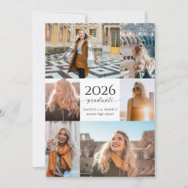 Modern svart + vit skrift 2026 Examen Inbjudningar