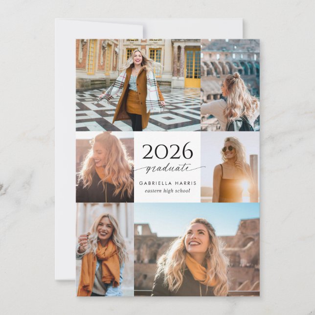 Modern svart + vit skrift 2026 Examen Inbjudningar (Framsida)