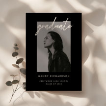 Modern svart-vit skript fotogradueringsfest