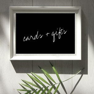 Modern svart-vit skript minimalistisk bröllopsdeko poster