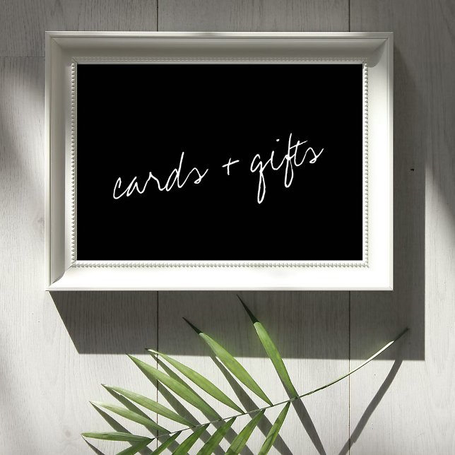 Modern svart-vit skript minimalistisk bröllopsdeko poster (Skapare uppladdad)