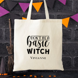 Modern svart & vit skripttypografi Halloween Tygkasse