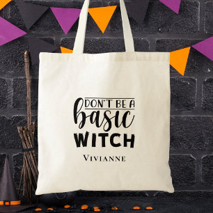 Modern svart & vit skripttypografi Halloween Tygkasse